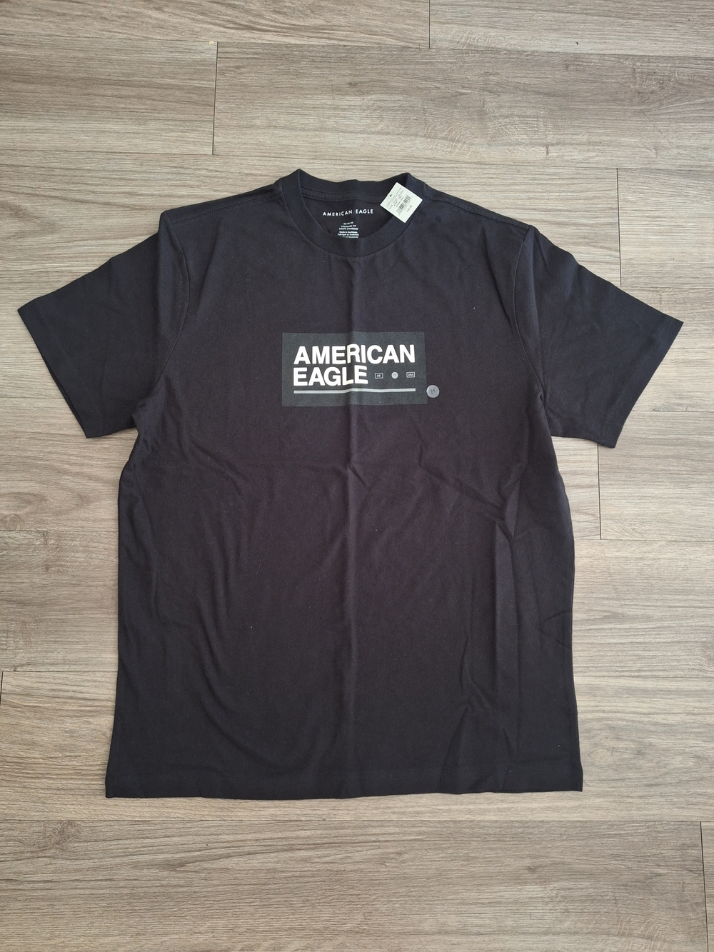American Eagle Outfitters Black Crew Neck Logo T-Shirt